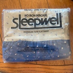 Vintage No Iron Percale Sleepwell Floral Ruffled Irregular Twin Flat Sheet NOS